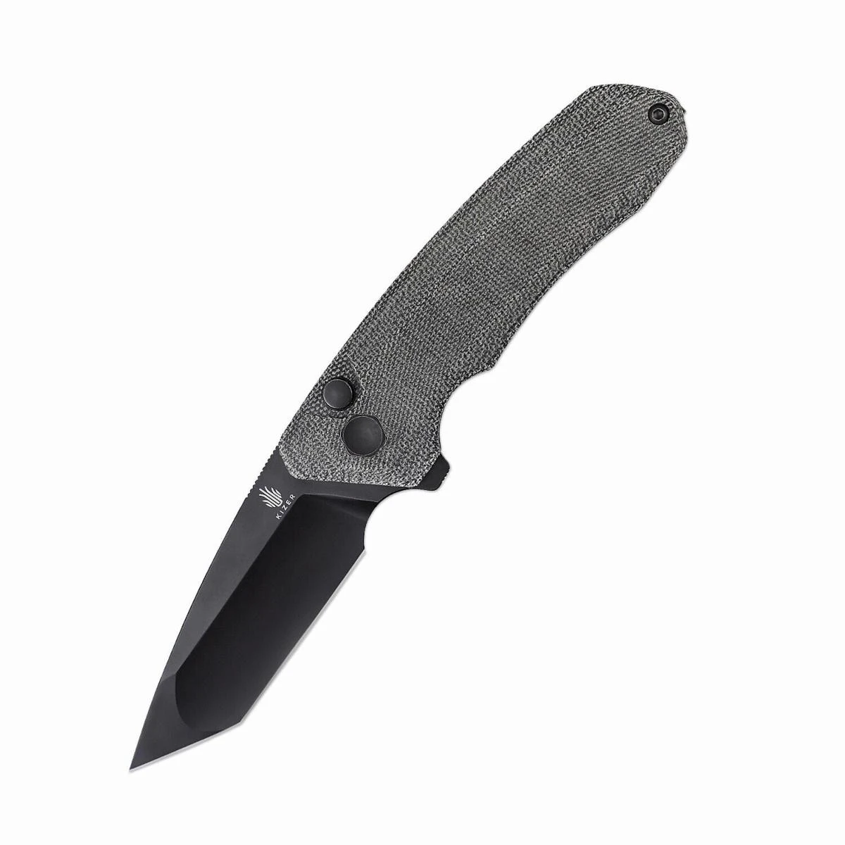 KIV4602C1 Couteau Kizer Mad Tanto Black Micarta Lame Acier 154CM Button - Livraison Gratuite