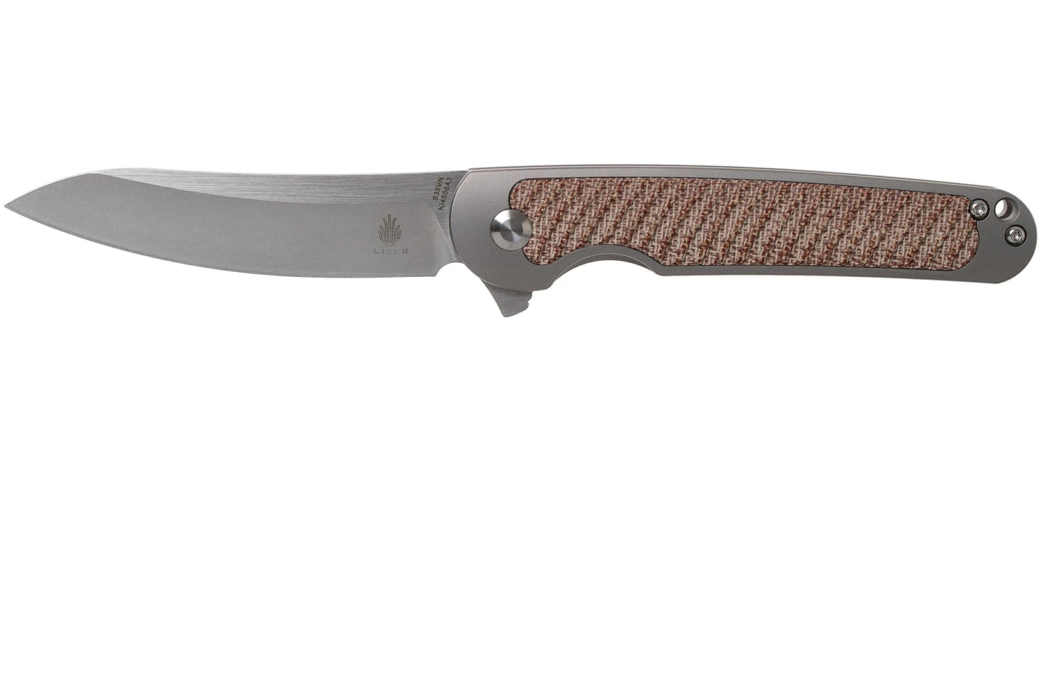 Kizer Clutch Ki4556A3 Micarta Tan Couteau De Poche, Carlos Elstner Design 3 Kizer Clutch Ki4556A3 Micarta Tan Couteau De Poche, Carlos Elstner Design